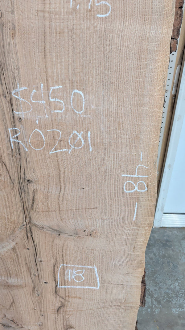 Red Oak Live Edge Slab #RO201, 18 BF, 48 in. Long