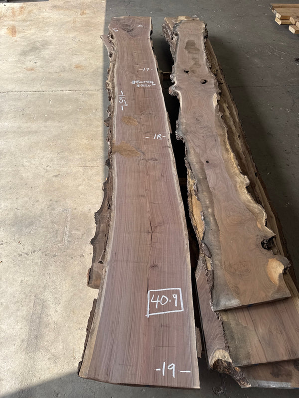Black Walnut Live Edge Slab #BW1584 – 40.9 BF, 159" Long