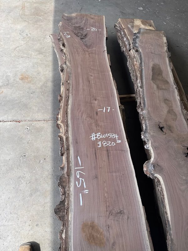 Black Walnut Live Edge Slab #BW1584 – 40.9 BF, 159" Long