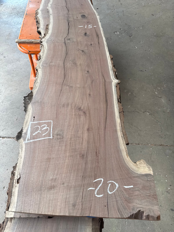 Black Walnut Live Edge Slab #BW1591 – 23 BF, 138" Long