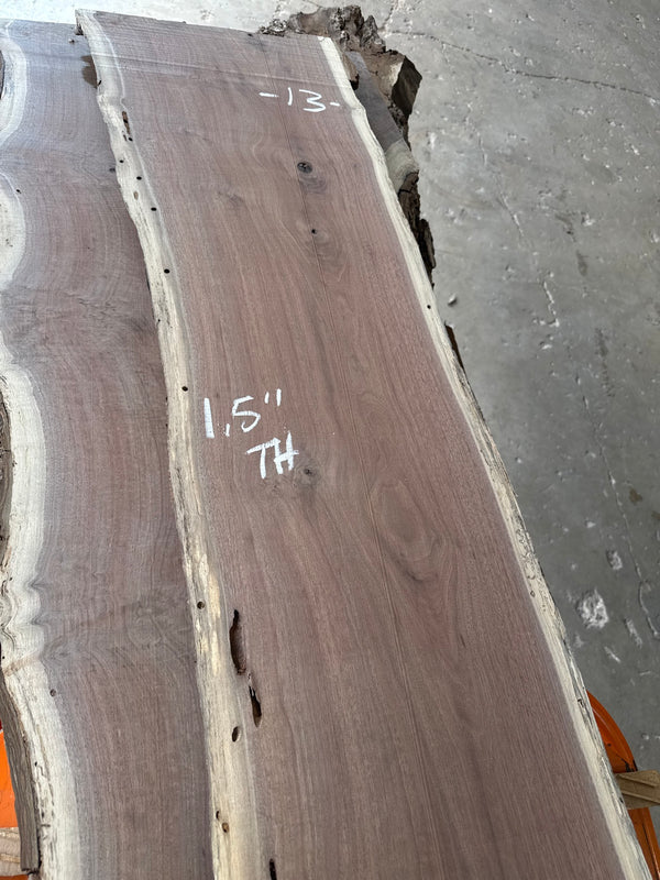 Black Walnut Live Edge Slab #BW1591 – 23 BF, 138" Long