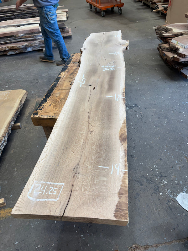 White Oak Live Edge Slab #WO10 – 97" Long, 2" Thick