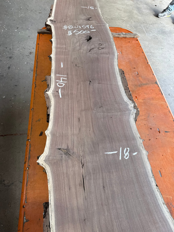 Black Walnut Live Edge Slab #BW1596 – 25 BF, 140" Long