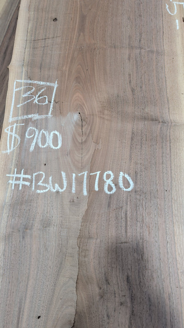 Black Walnut live edge slab #BW17780, chalk detail