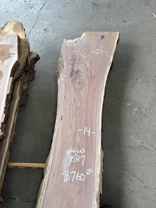 Black Walnut Live Edge Slab #BW1587 – 38 BF, 166" Long