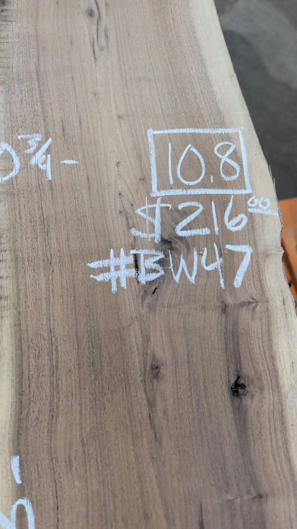 Black Walnut Live Edge Slab #BW47, 10.8 BF, 84 in. Long