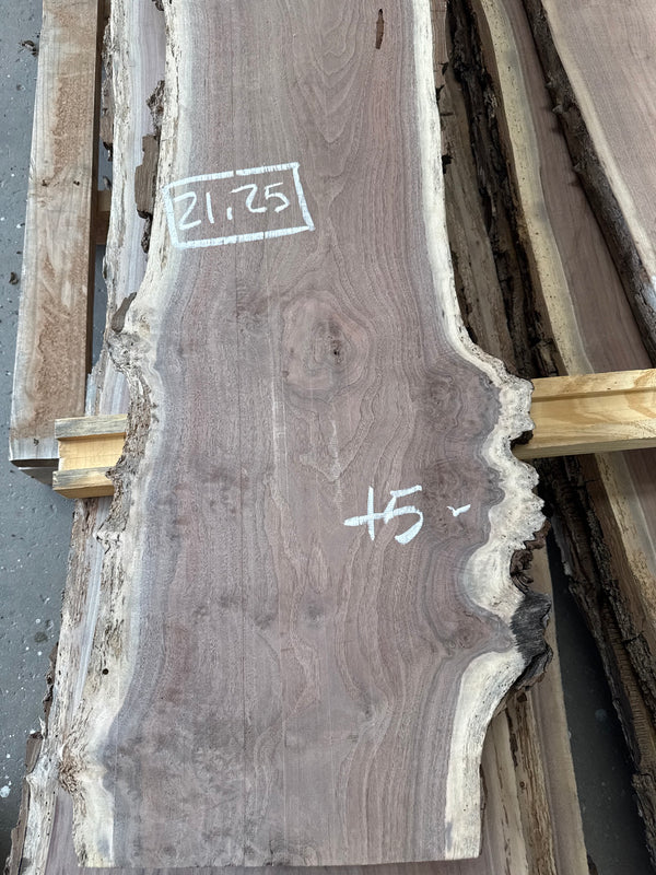 Black Walnut Live Edge Slab #BW1592 – 21.25 BF, 136" Long