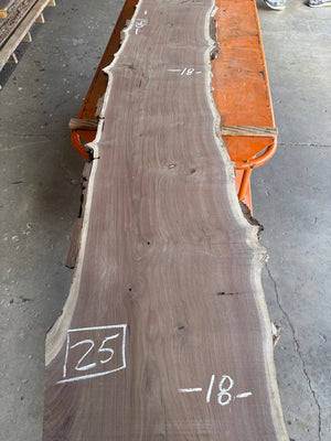 black walnut live edge slab #BW1596, full view