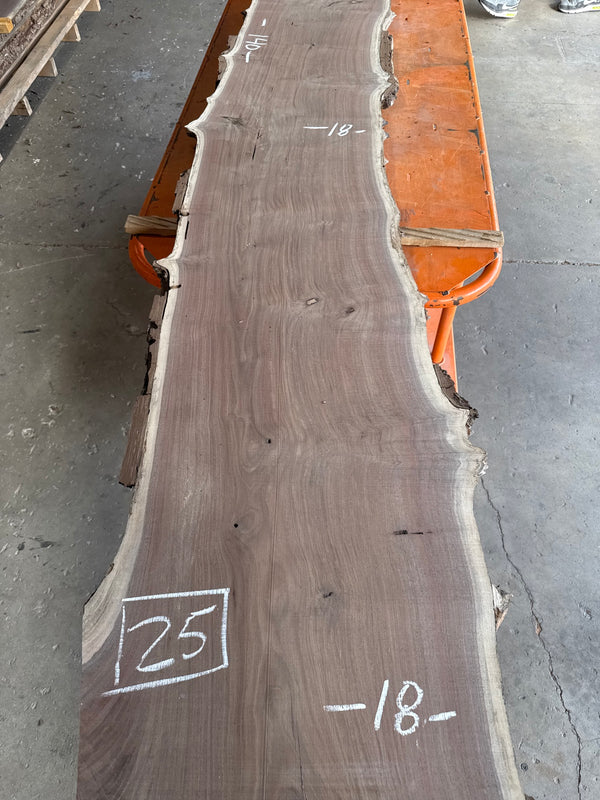 Black Walnut Live Edge Slab #BW1596 – 25 BF, 140" Long