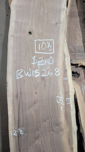 black walnut live edge slab #BW15268, full view