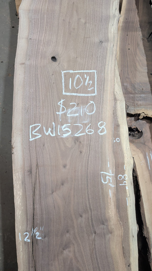 Black Walnut Live Edge Slab #BW15268, 10.5 BF, 75 in. Long