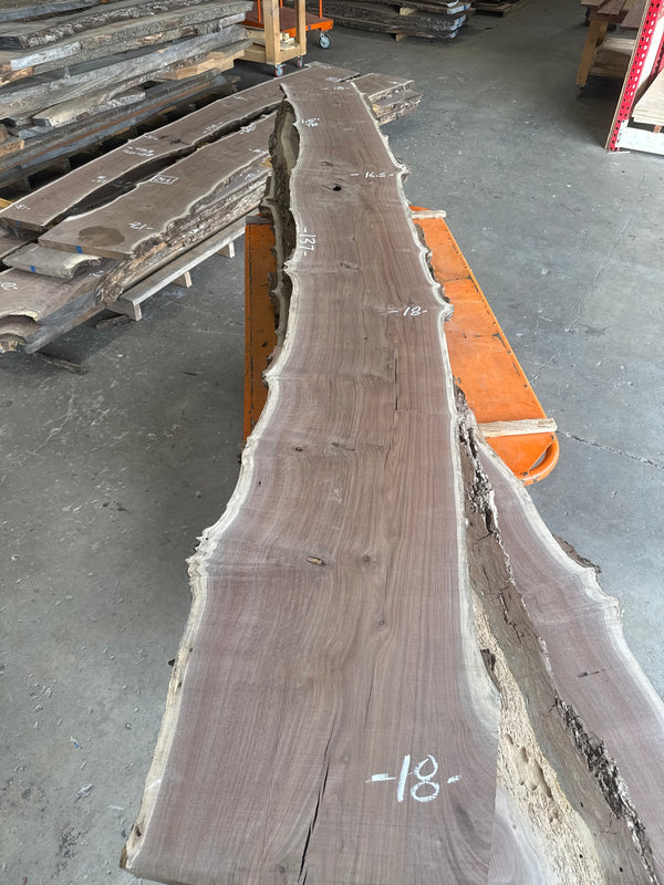 Black Walnut Live Edge Slab #BW1594 – 23 BF, 137" Long