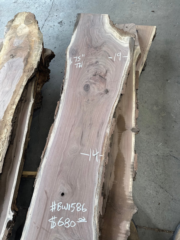 Black Walnut Live Edge Slab #BW1586 – 34 BF, 166" Long