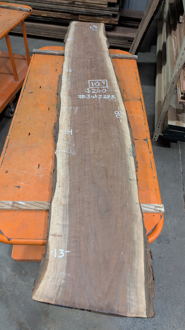 Black Walnut Live Edge Slab #BW15298, 10.4 BF, 80 in. Long