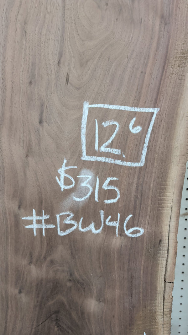 Black Walnut Live Edge Slab #BW46, 12.6 BF, 83 in. Long