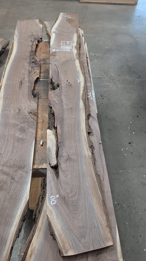 Black Walnut Live Edge Slab #BW016, 4.3 BF, 76 in. Long
