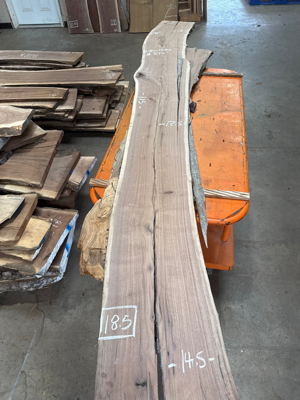 Black Walnut Live Edge Slab #BW1590 – 18.5 BF, 115" Long