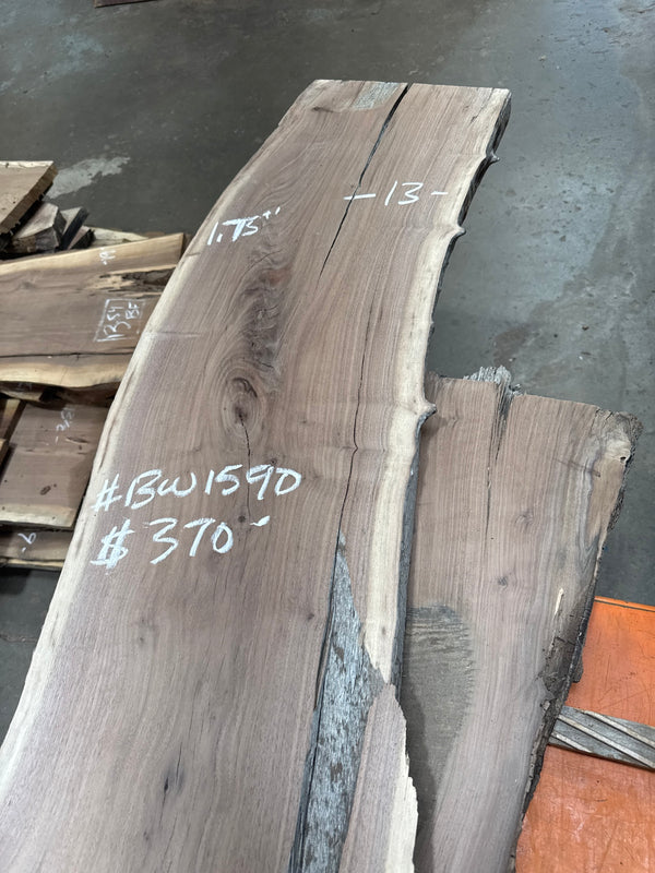 Black Walnut Live Edge Slab #BW1590 – 18.5 BF, 115" Long