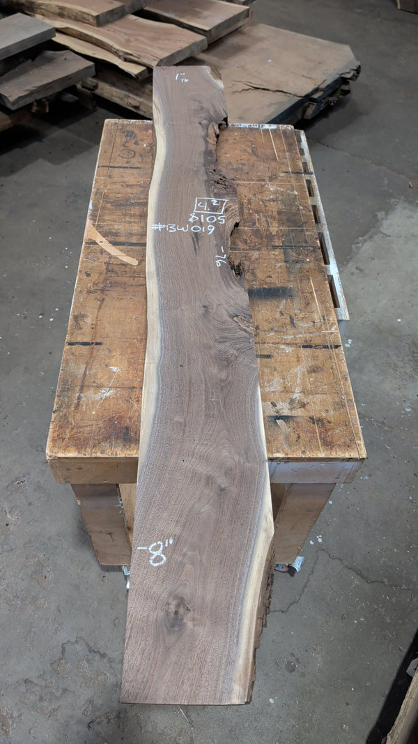Black Walnut Live Edge Slab #BW019, 4.2 BF, 76 in. Long