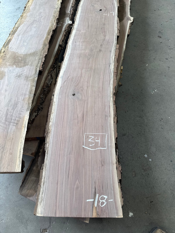 Black Walnut Live Edge Slab #BW1586 – 34 BF, 166" Long