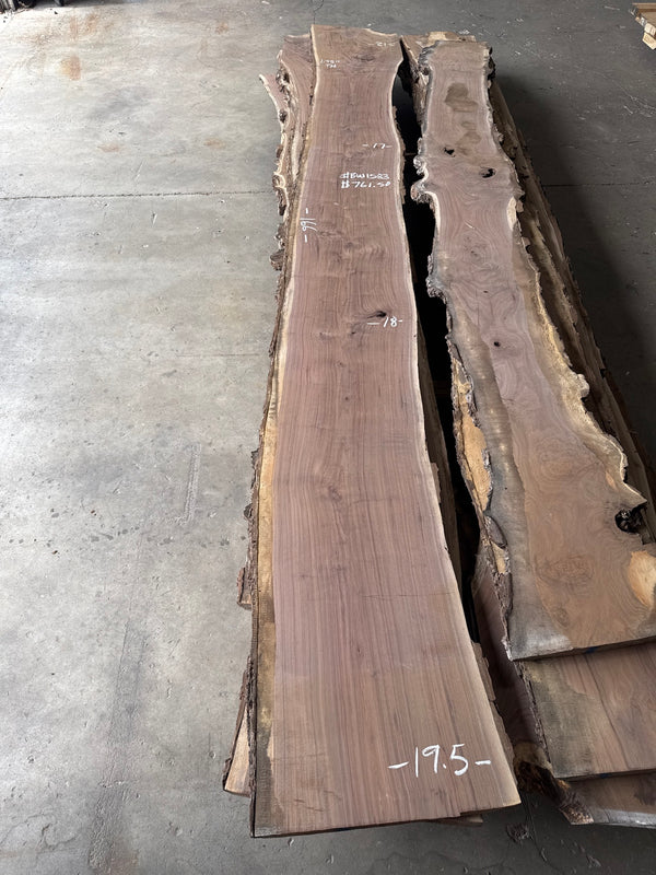 Black Walnut Live Edge Slab #BW1583 – 36.9 BF, 166" Long