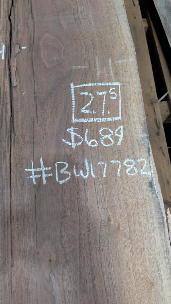Black Walnut live edge slab #BW17782, chalk detail