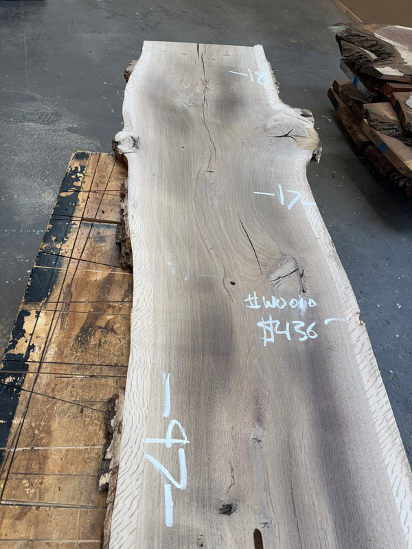 White Oak Live Edge Slab #WO10 – 97" Long, 2" Thick