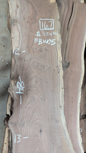 black walnut live edge slab #BW05, full view