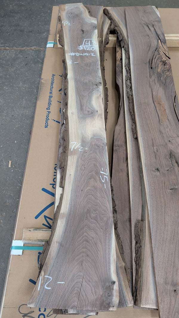 Black Walnut Live Edge Slab #BW012, 4.8 BF, 75 in. Long