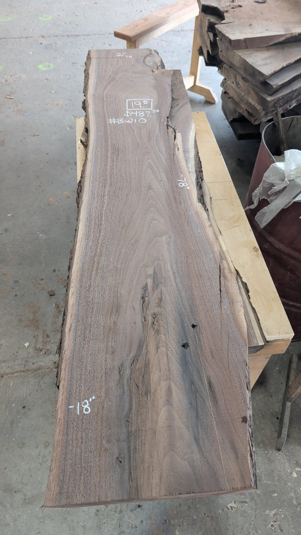 Black Walnut Live Edge Slab #BW10, 19.5 BF, 78 in. Long