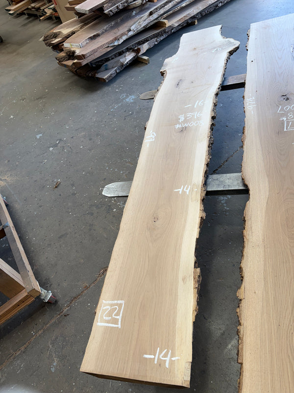 White Oak Live Edge Slab #WO08 – 99" Long, 2" Thick