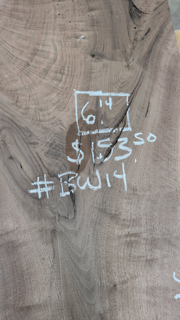 Black Walnut Live Edge Slab #BW14, 6.14 BF, 59 in. Long
