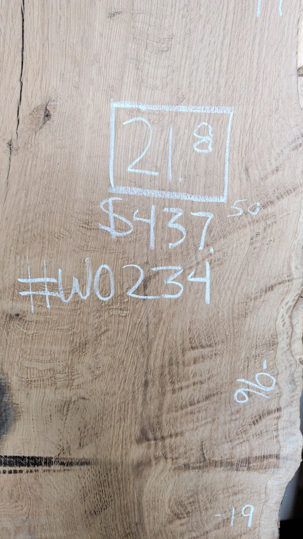 White Oak Live Edge Slab #WO234, 21.8 BF, 96 in. Long