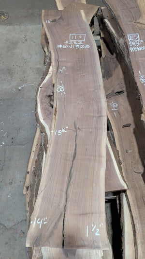 black walnut live edge slab #BW1308, full view