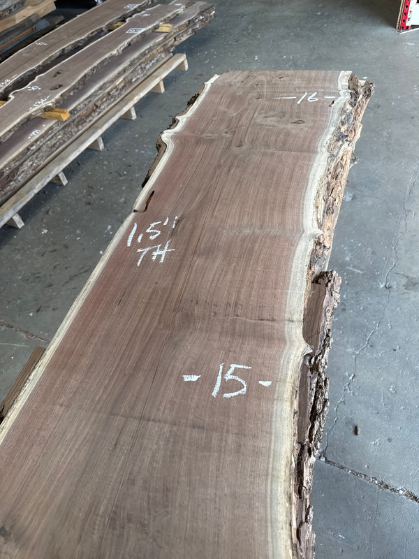 Black Walnut Live Edge Slab #BW1593 – 24.6 BF, 139" Long