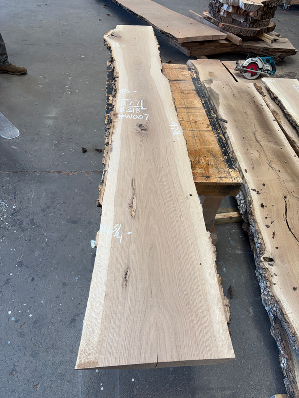 White Oak Live Edge Slab #WO07 – 97.5" Long, 2" Thick