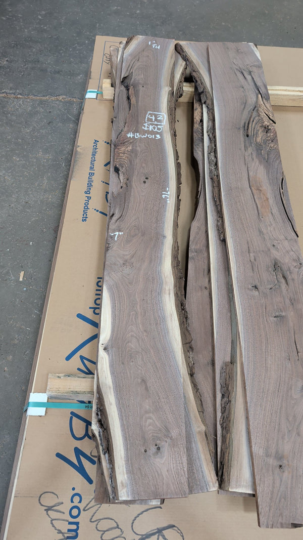 Black Walnut Live Edge Slab #BW013, 4.2 BF, 76 in. Long