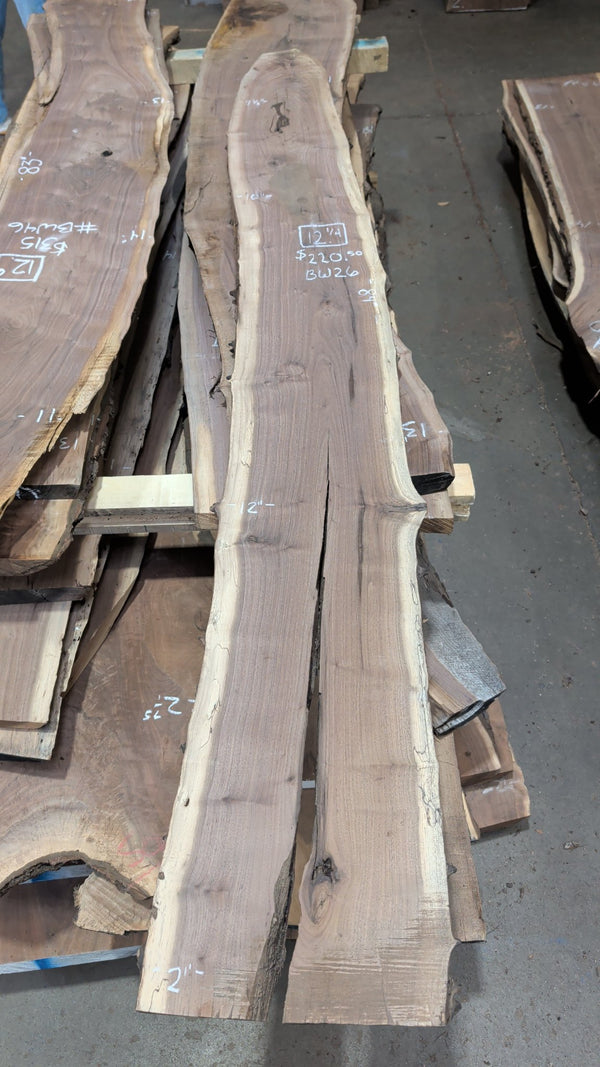 Black Walnut Live Edge Slab #BW26, 12.4 BF, 84 in. Long