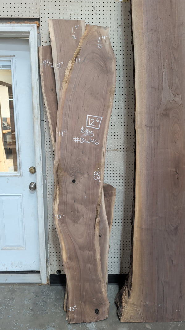 Black Walnut Live Edge Slab #BW46, 12.6 BF, 83 in. Long