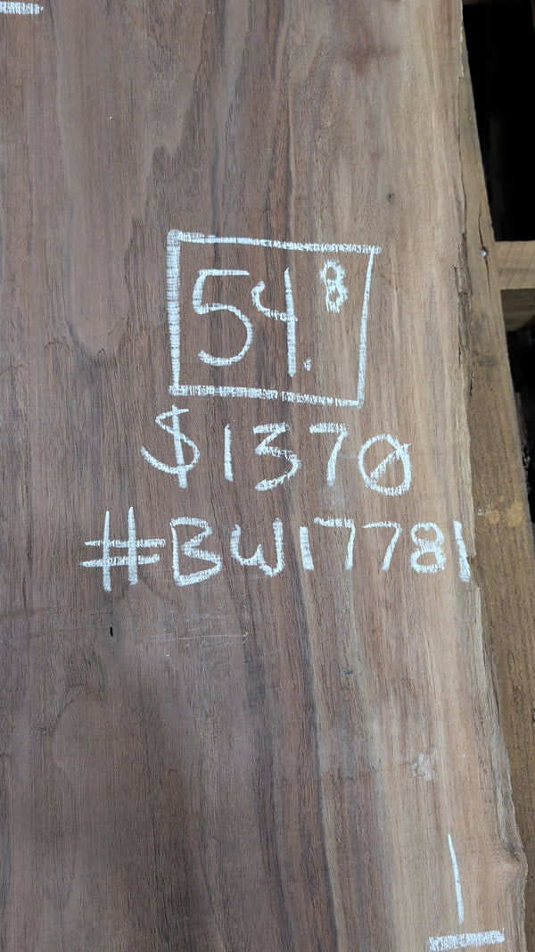 Black Walnut live edge slab #BW17781, chalk markings