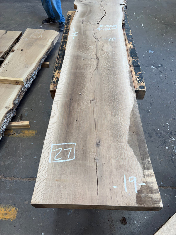 White Oak Live Edge Slab #WO09 – 99" Long, 2" Thick