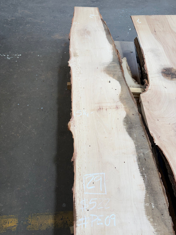 Pecan Hardwood Slab #PE09 – 29 BF, 140" Long