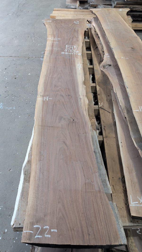 Black Walnut live edge slab #BW17781, full view