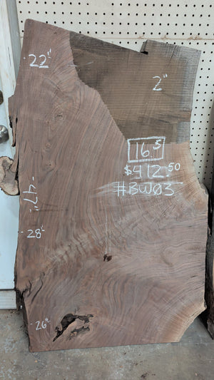 Black Walnut live edge slab #BW03, chalk detail