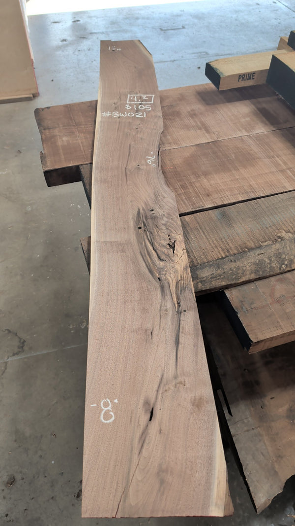 Black Walnut Live Edge Slab #BW021, 4.2 BF, 76 in. Long
