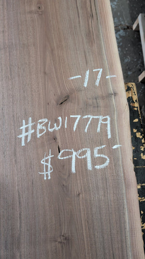 Black Walnut live edge slab #BW17779, chalk detail