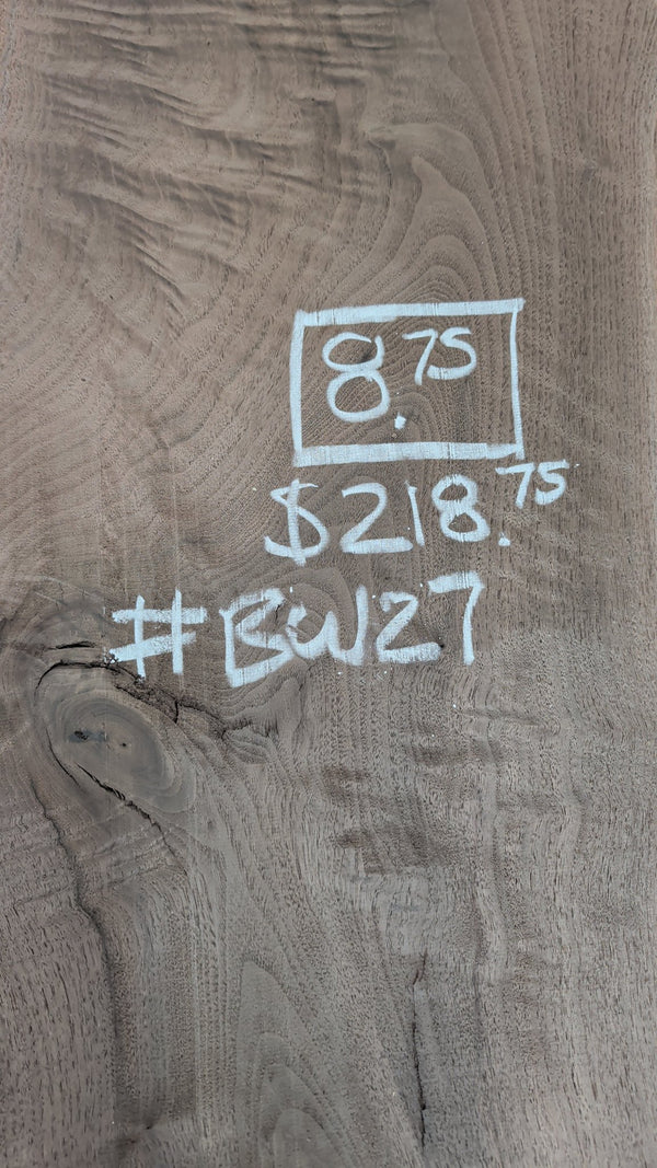 Black Walnut Live Edge Slab #BW27, 8.75 BF, 56 in. Long