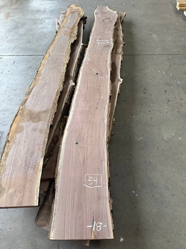 Black Walnut Live Edge Slab #BW1586 – 34 BF, 166" Long