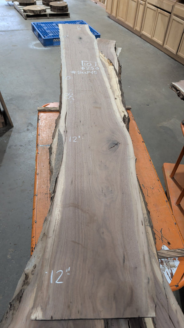 Black Walnut Live Edge Slab #BW45, 10 BF, 85 in. Long
