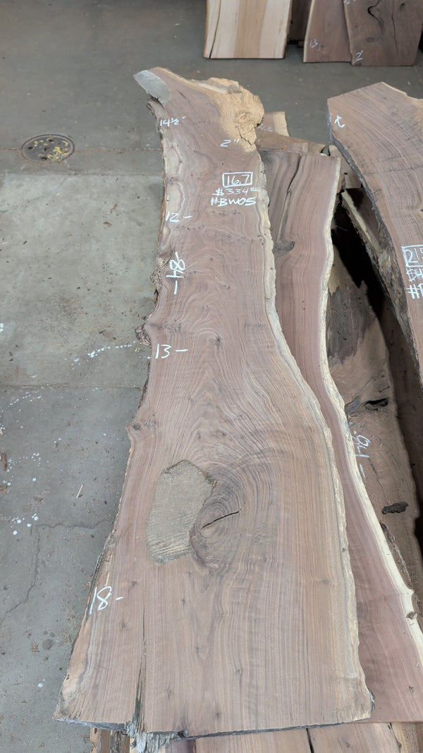 Black Walnut Live Edge Slab #BW05, 16.7 BF, 84 in. Long